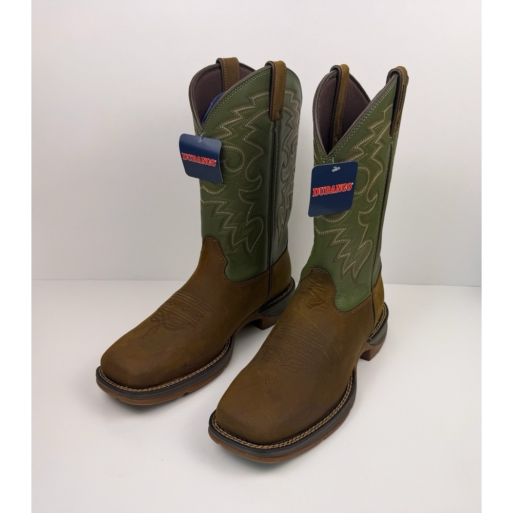 Durango Rebel Western Square Toe Boots Men's Size 9 2E Wide Brown/Green DB5416